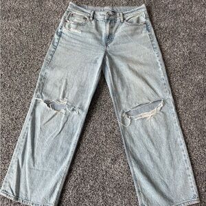 American Eagle Outfitters Light Blue Distressed Flare Jeans